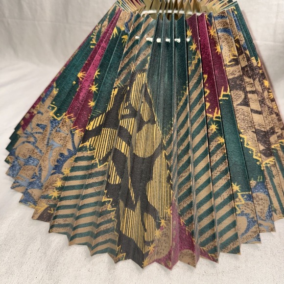 Vintage Pair Pleated Floral Lampshades 15" Flared Fabric Vinyl Backed - Picture 12 of 14